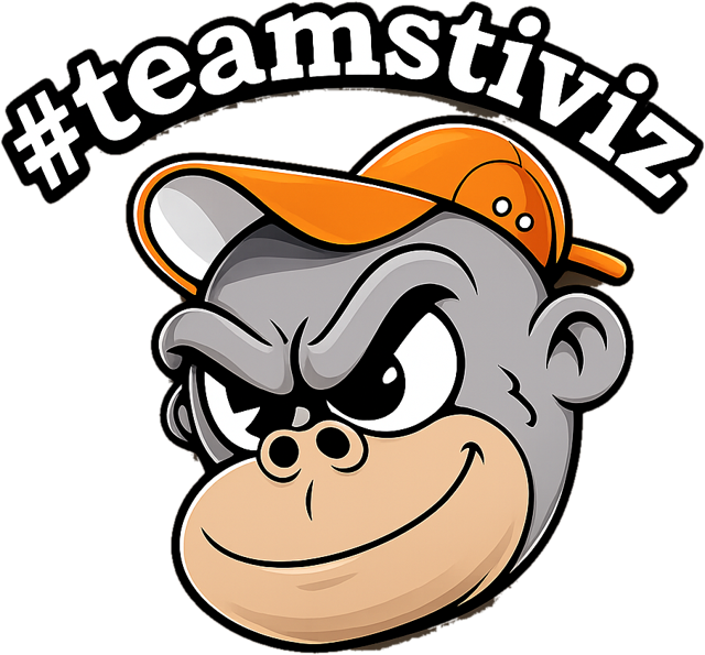 Logo #teamstiviz: macaco de boné laranja
